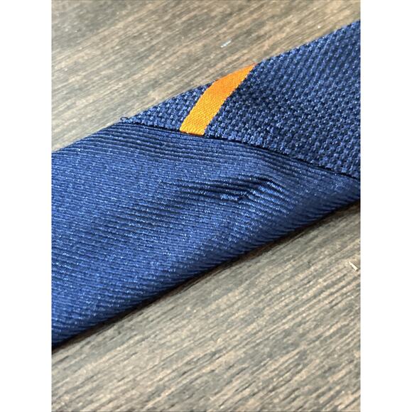 TOMMY HILFIGER STRIPED REPP TIE BLUE ORANGE MENS NECKTIE 100% SILK - Picture 8 of 9